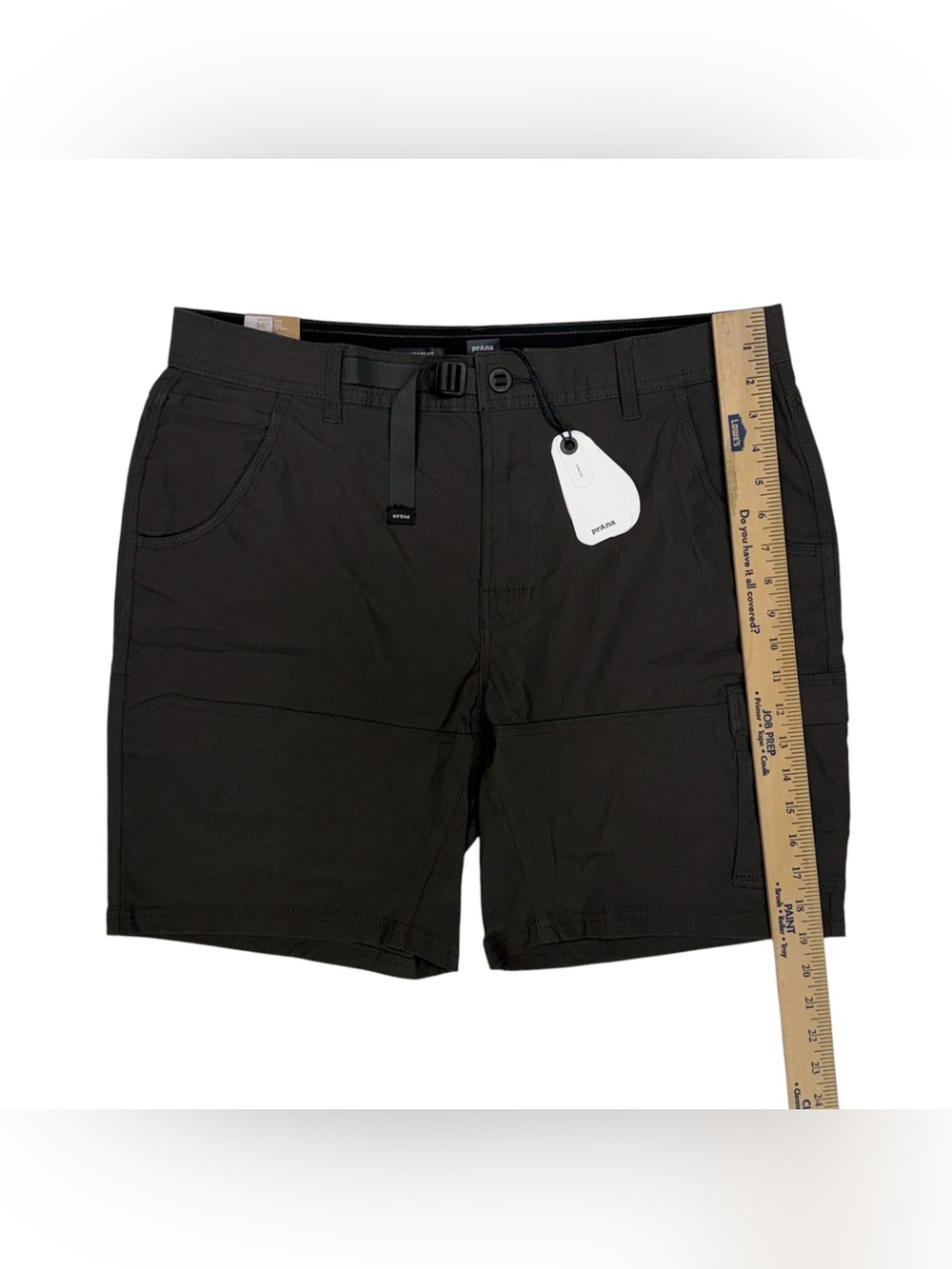 Prana Stretch Zion Short II Men 36 Grey 8” Cargo Trail Belted Outdoor Hiking NEW - Picture 13 of 14